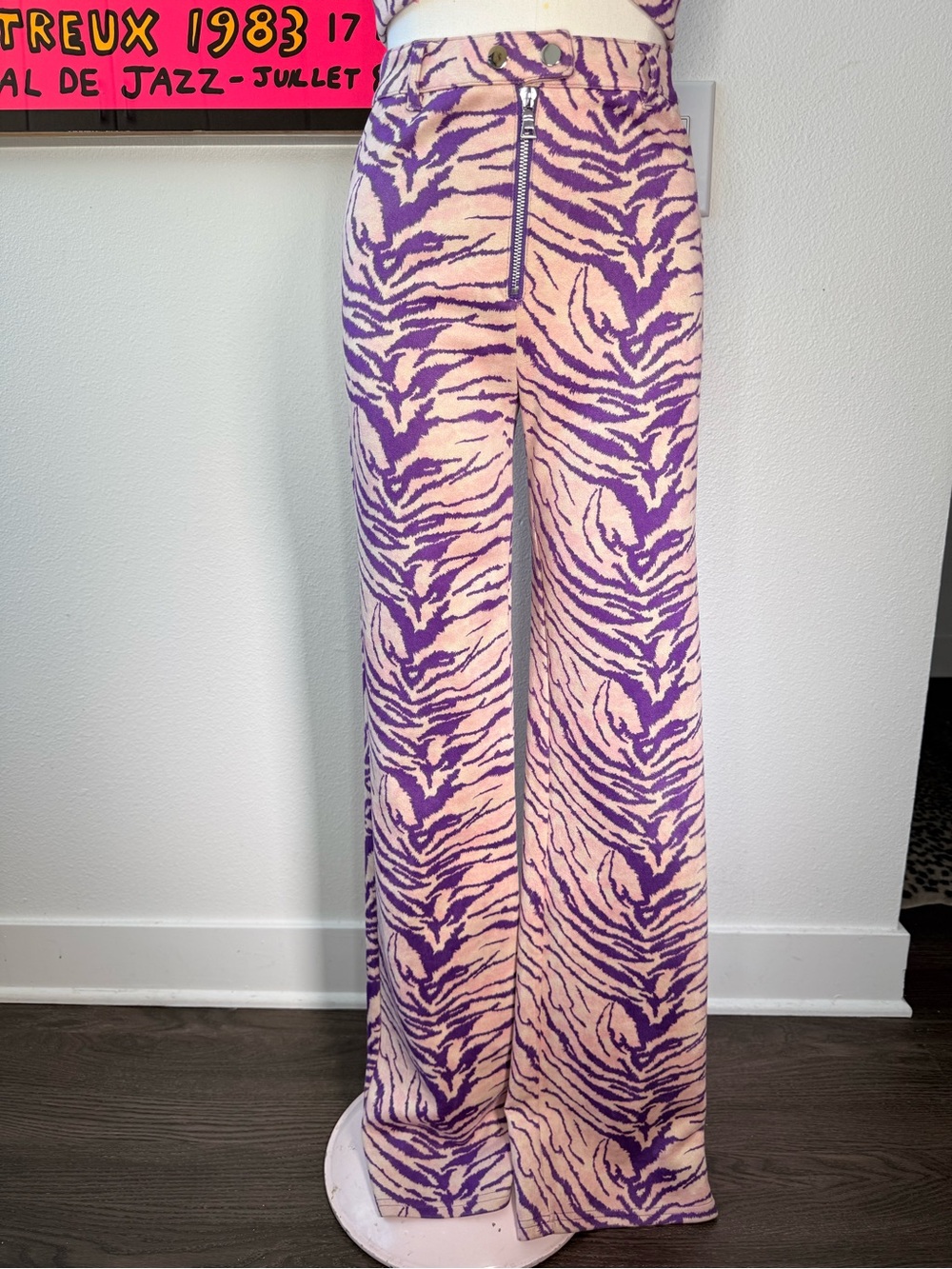 I.AM.GIA Kiki Purple Zebra Halter Top & Pants Set Size Small Pants Medium Top - Picture 5 of 15